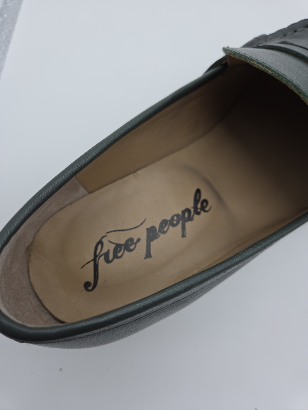 Free People Lyra Lug Sole Platform Leather Loafers Dark Green Size 7.5 - Picture 8 of 10